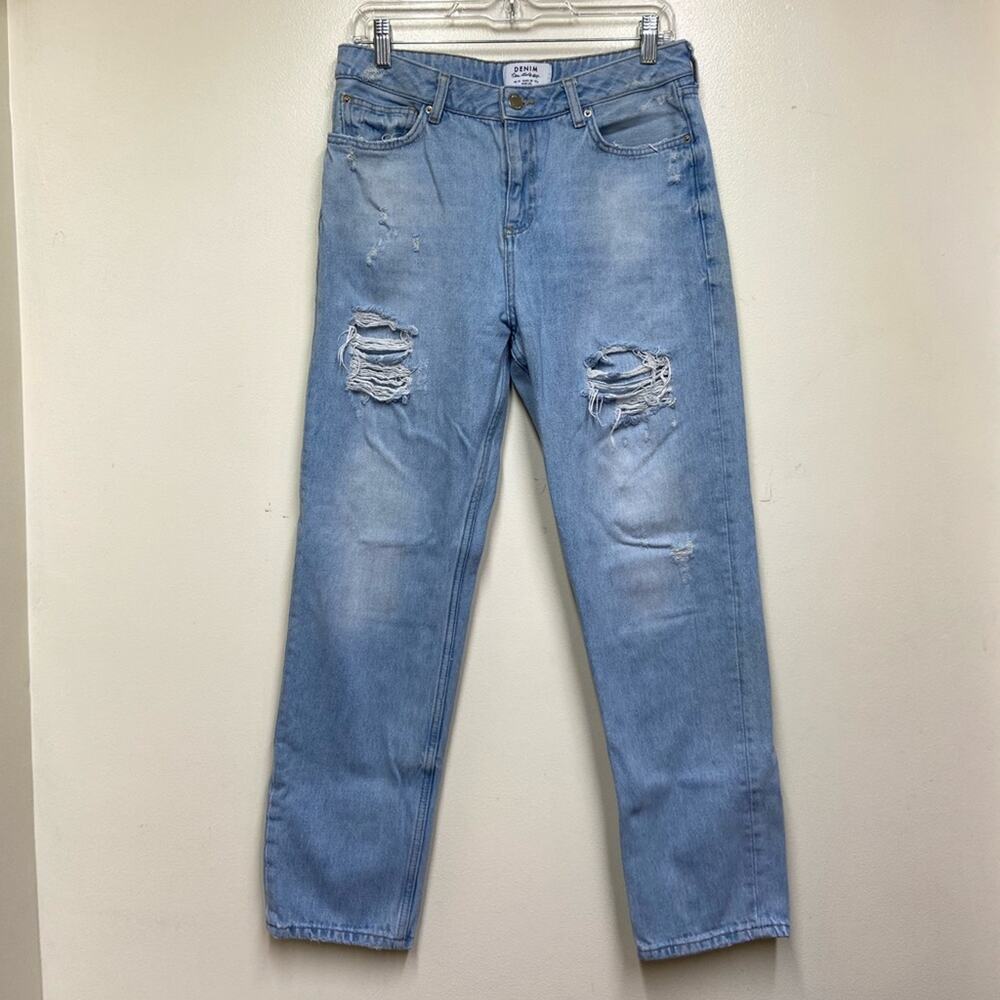 ASOS Miss Selfridge Light Wash Distressed Boyfriend Jeans Ladies Sz 6 High Rise